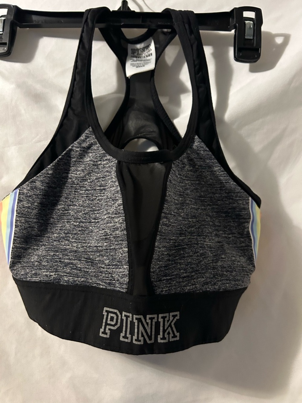 PINK Victoria's Secret Black and Heather Gray Racerback Sports Bra